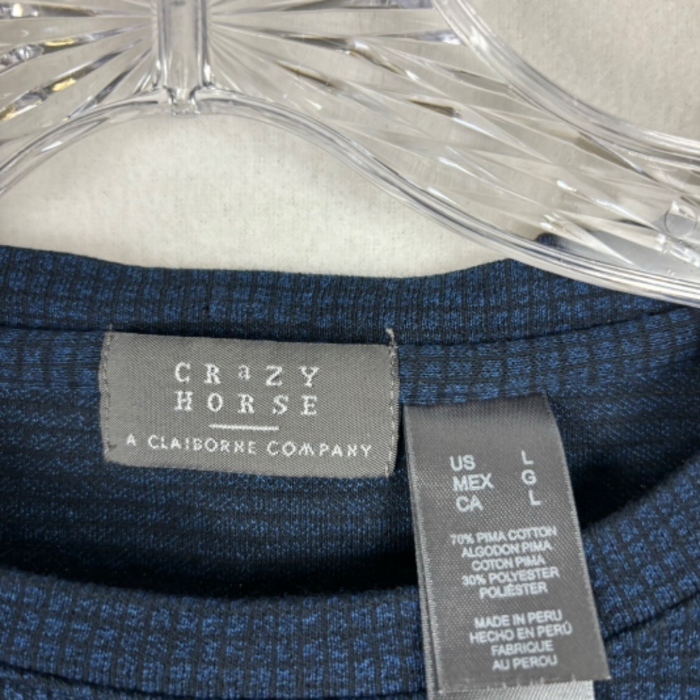 Crazy Horse Shirt Mens L Long Sleeve Blue Casual Claiborne Company - Picture 3 of 9